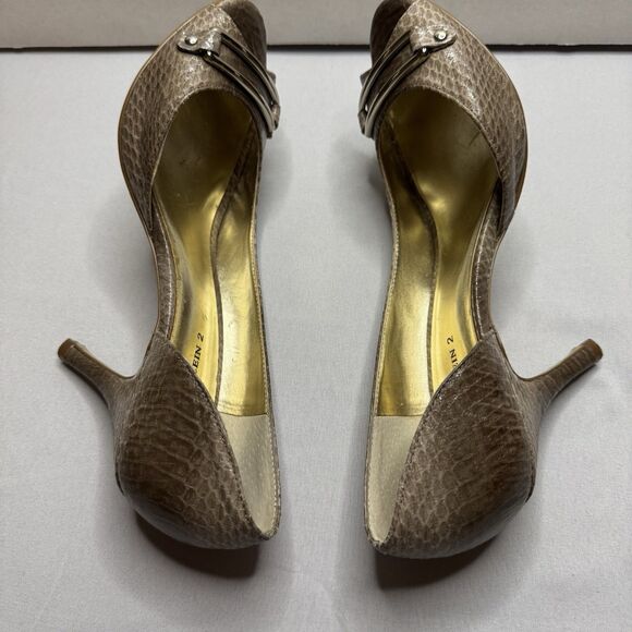 Anne Klein 2 D'orsay Snakeskin Embossed Peep Toe High Heel Shoes Women's Size 9 - Picture 7 of 12